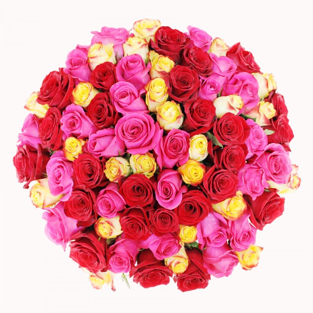 The FloralMart® Father's Day Special 100 Mixed Roses Fresh Flower Bouquet in Paper Wrapping || TFM (100 Mixed Roses)-image-25