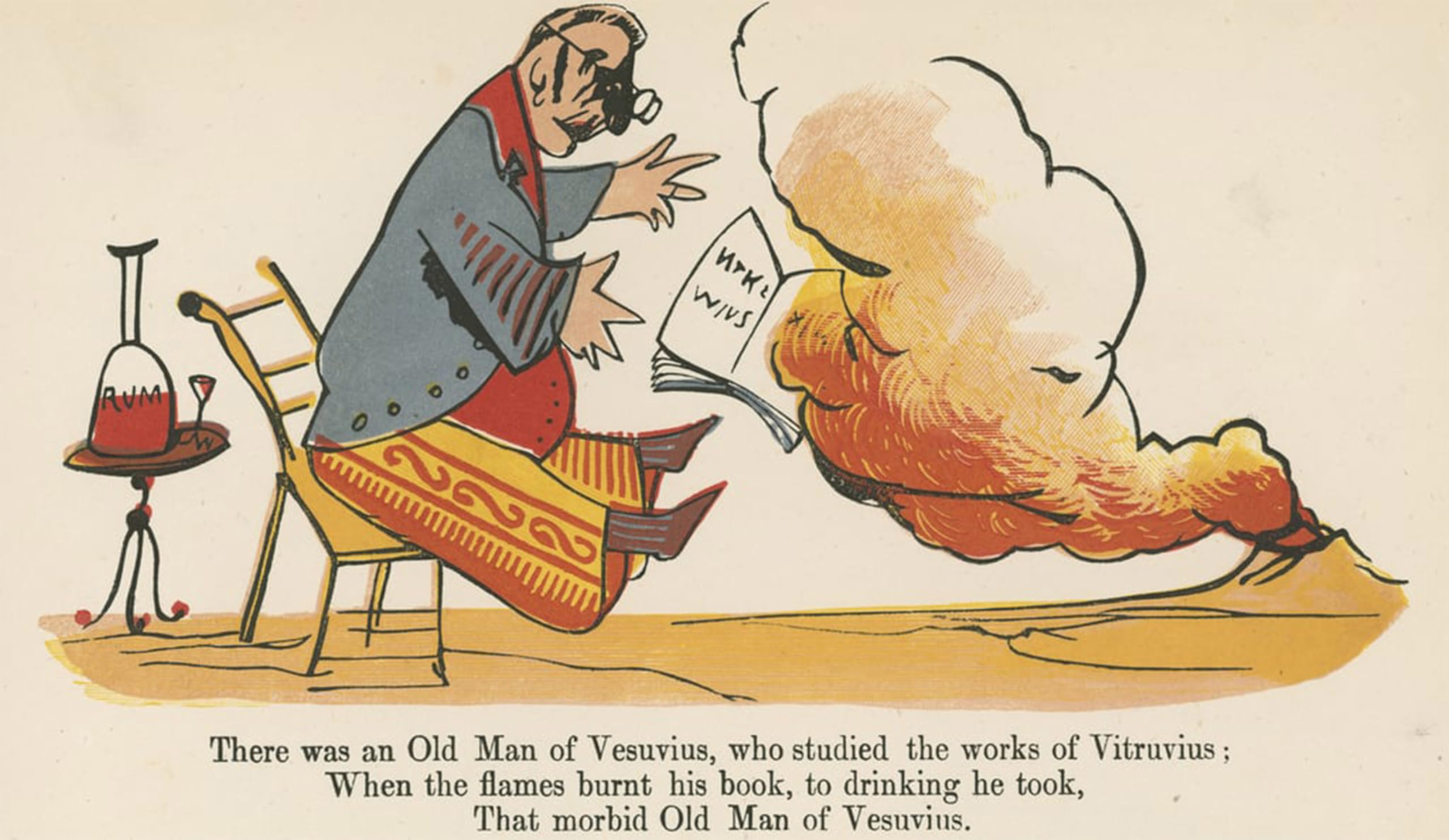 Serendipitp No Frame Vintage Picture Print On Canvas Wall Art Poster There Was An Old Man Vesuvius Who Studied The Works Vitruvius By Edward Leaars Artwork Print Poster For Wall Decor 60X90cm