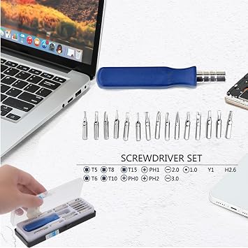 15 in 1 Precision Screwdriver Set, Small Pocket Screwdriver Set with Phillips Flathead Torx Y Screwdriver Bits, Mini Screwdrivers Kit for Electronics, PC,Laptop,Watch, Glass Repairing Tool