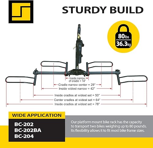 Miniatura 4 de Stromberg Carlson BC-202BA - Estante para 2 bicicletas con adaptador de enganche para parachoques