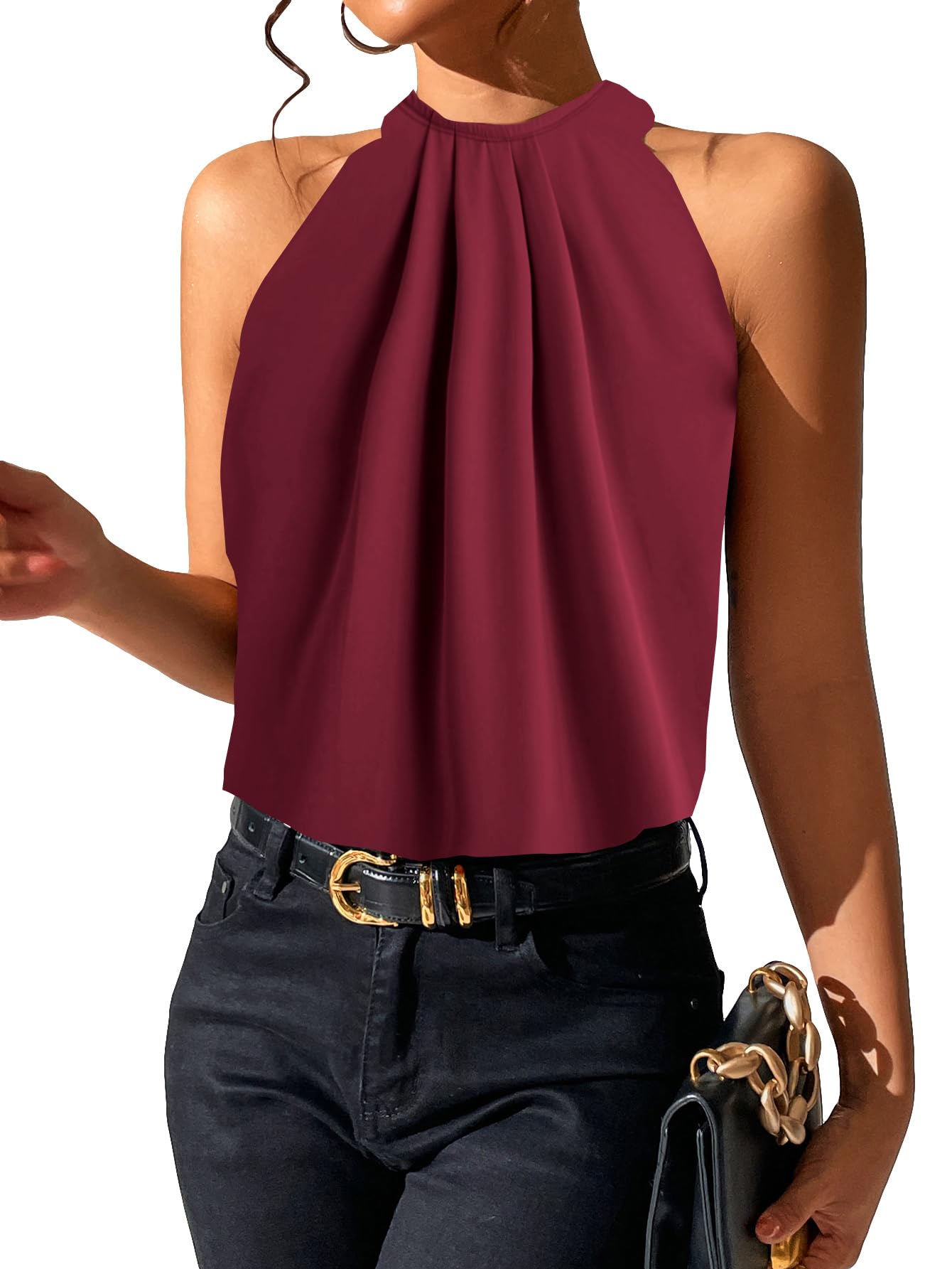 Women's Halter Tops Tank Top Summer Casual Sleeveless Tunic Blouses