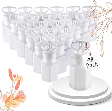 Wedding Bubble Wands 48 Count White Double Heart Wedding Favor Bubbles