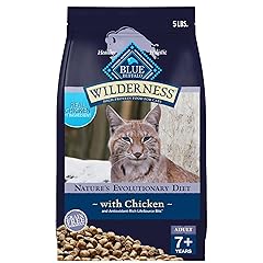 Blue Buffalo Wilderness Natural Mature Dry Cat Food for Cats 7+ Years, High-Protein and Grain-Free Diet, Supports Immune System Health and Energy to Stay Active, Chicken, 5-lb. Bag