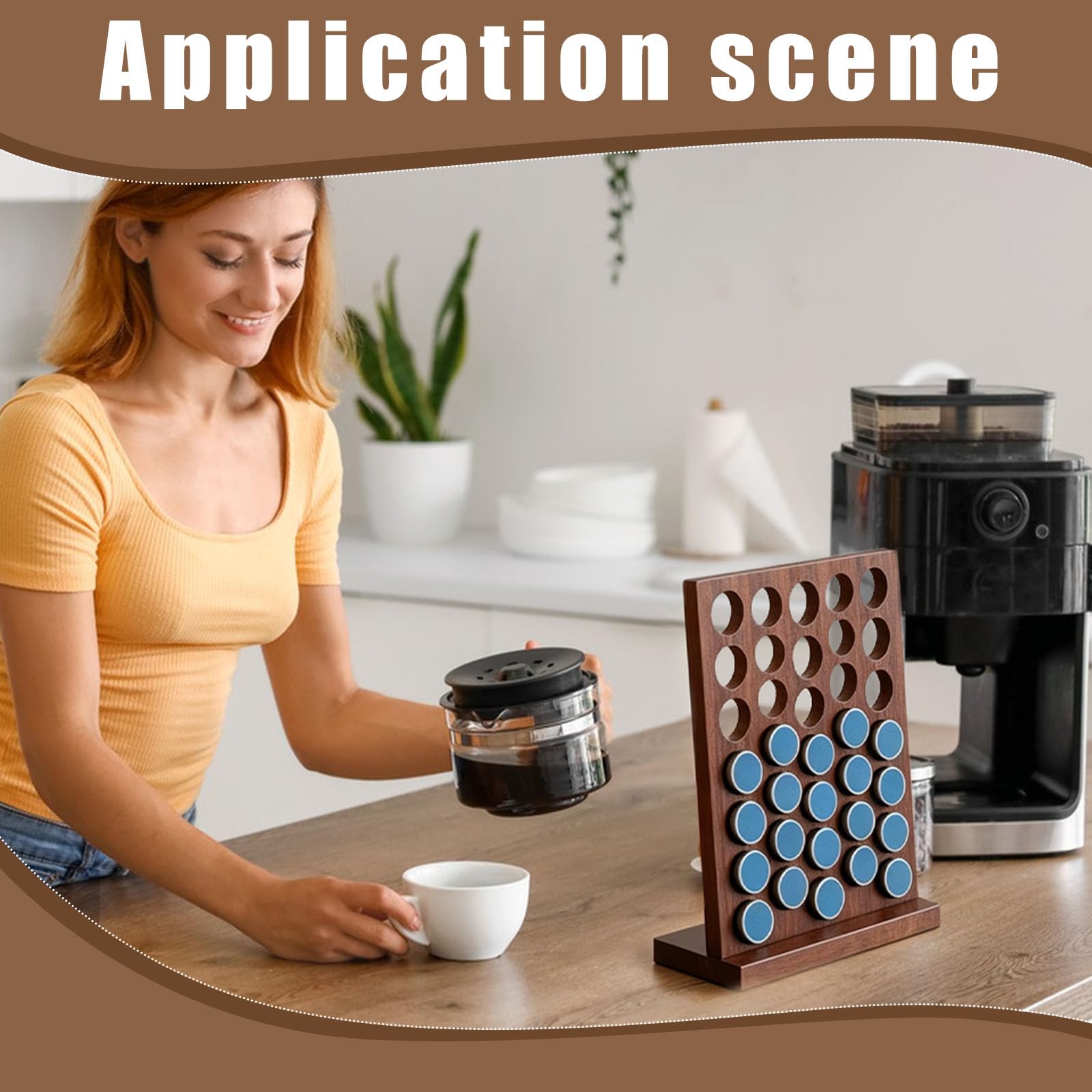 Supporto per capsule di caffè in legno, per 33 cialde di caffè, organizer per cucina, casa, ufficio, piano di lavoro, caffè