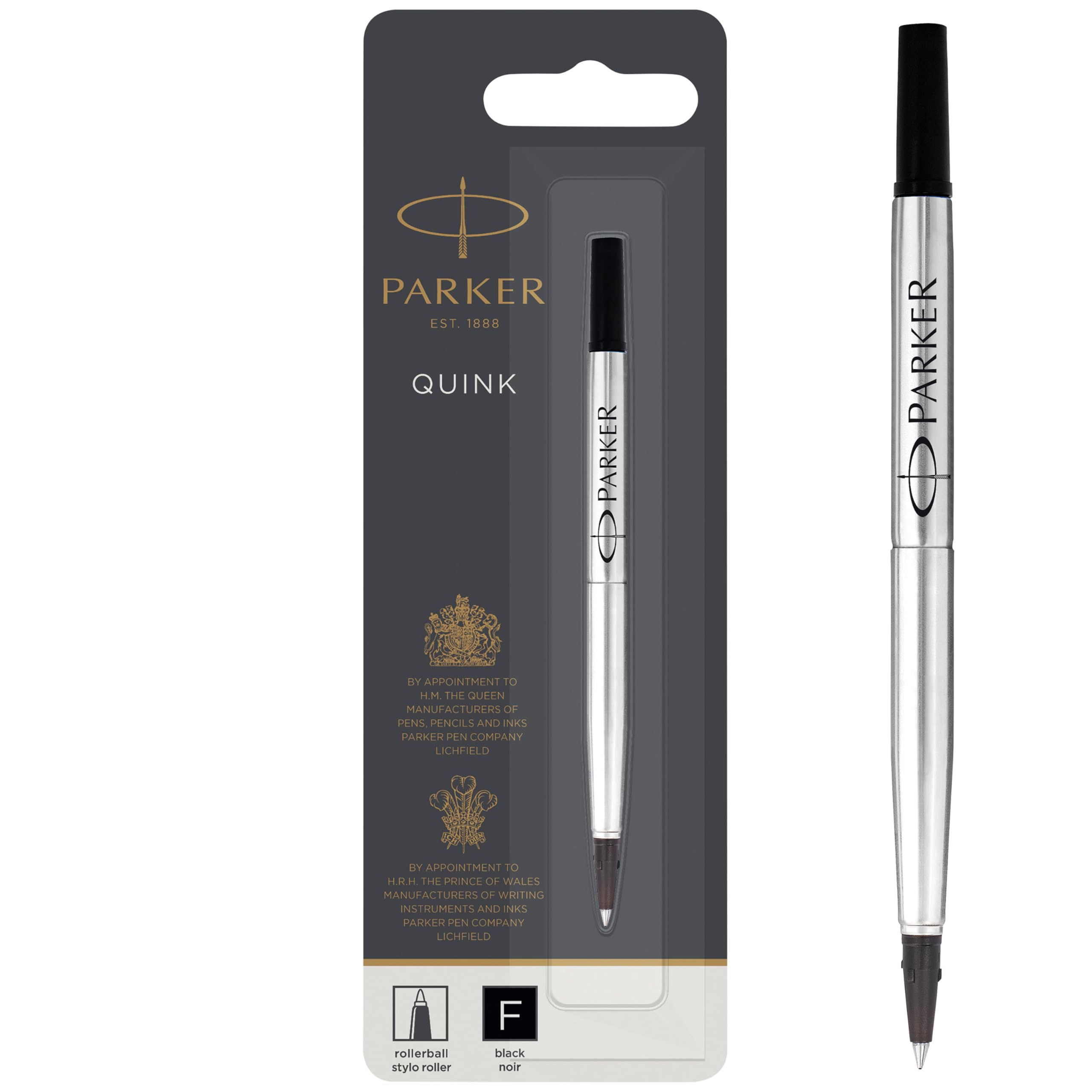 Parker Rollerball Pen Ink Refill | Fine | Black QUINK Ink | 1 Count