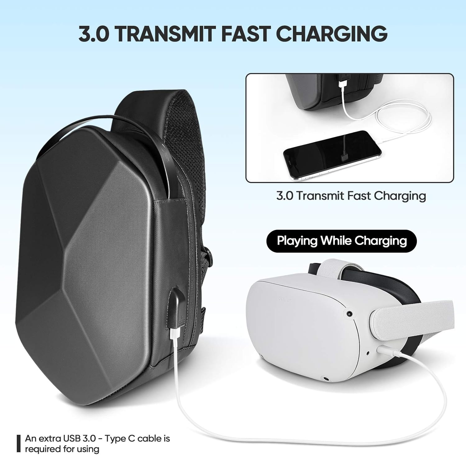 Best Deal Cheap 🛒 SARLAR Design Fashion Hard Travel Case for Oculus Quest 2 Headset and Touch Controller Accessories, Crossbody Shoulder Chest Backpack with Grips Cover and Lens Cover