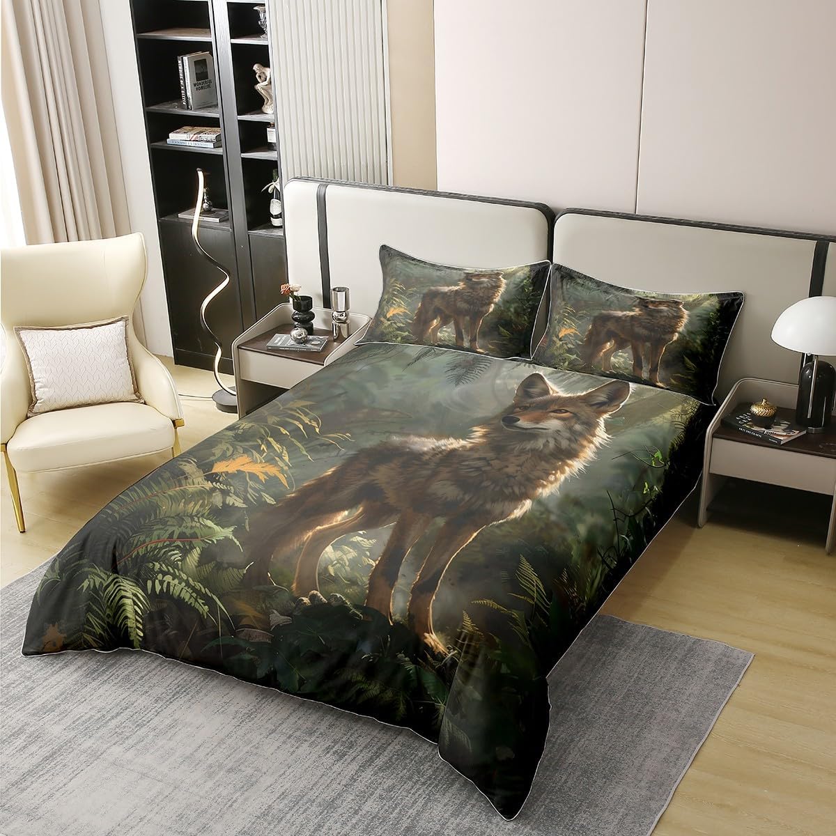3 Pieces Dragon Duvet Cover 100% Nature Cotton King,Exotic Wildlife Flowers Jungle Animals Comforter Cover with Zipper Closure,Vintage Traditional Dragon Tribal Super Soft Bedding (Not Comforter)