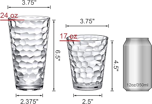 Miniatura 5 de Amazing Abby Iceberg - Vasos de 16 onzas y 24 onzas (juego de 12), vasos transparentes para beber, vasos de plástico reutilizables, apilables, sin
