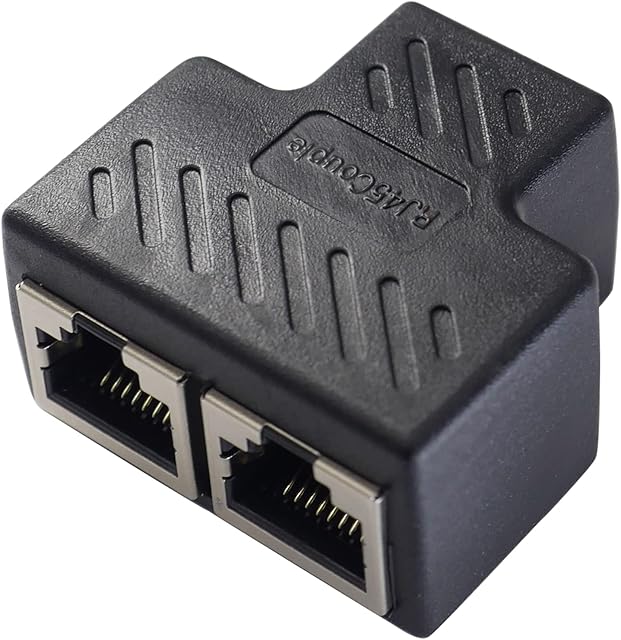 Casoter RJ45 Ethernet Cable Splitter Network Adapter, 1 Female to 2 Female LAN Ethernet Lan network Extension Splitter Cable, 1 Pack