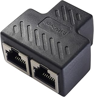 Casoter RJ45 Ethernet Cable Splitter Network Adapter, 1 Female to 2 Female LAN Ethernet Lan network Extension Splitter Cable, 1 Pack
