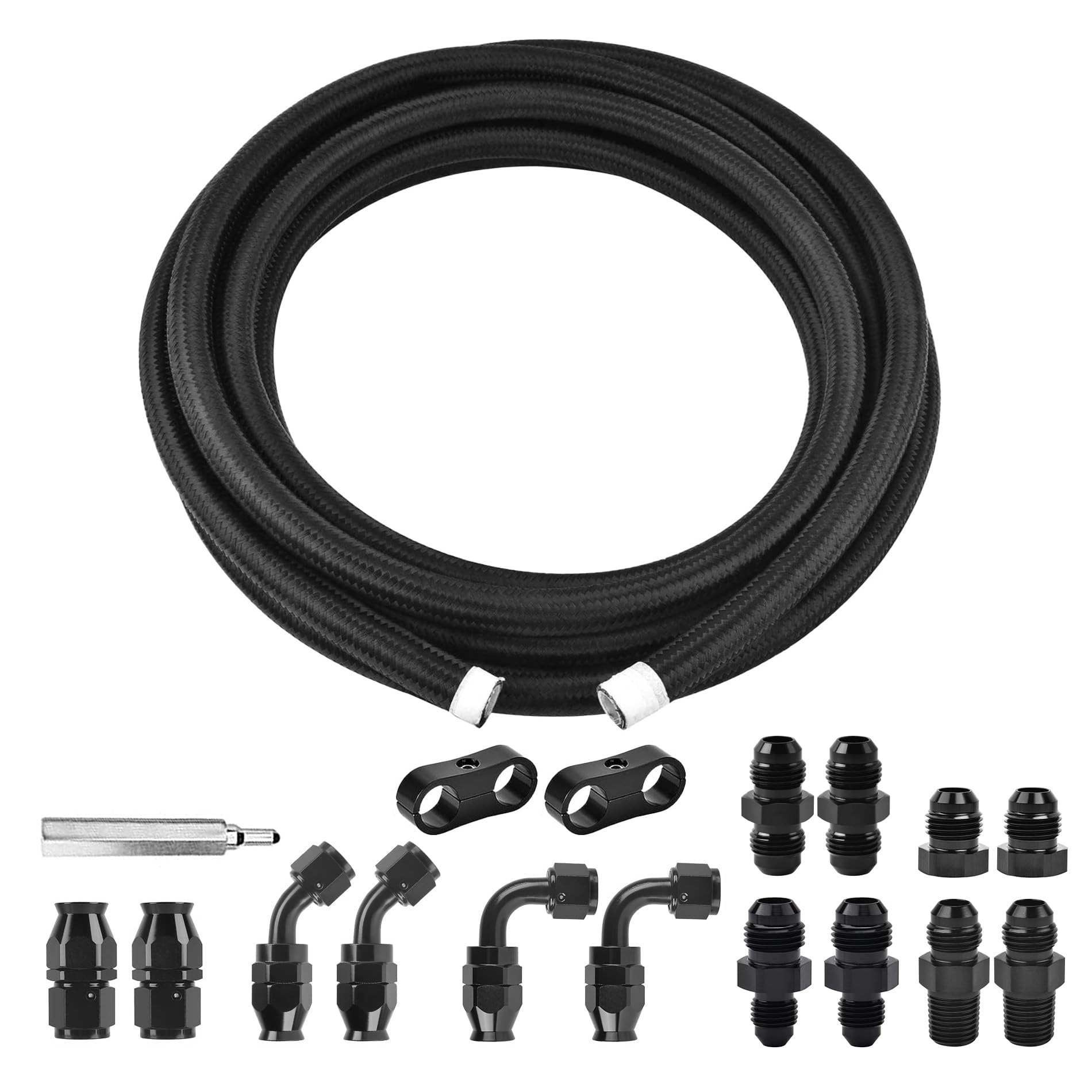 EVIL ENERGY 4AN PTFE Fuel Line Kit 10FT, AN4 E85 Braided PTFE Fuel Hose Line Kit Black PTFE Hose-picture-31