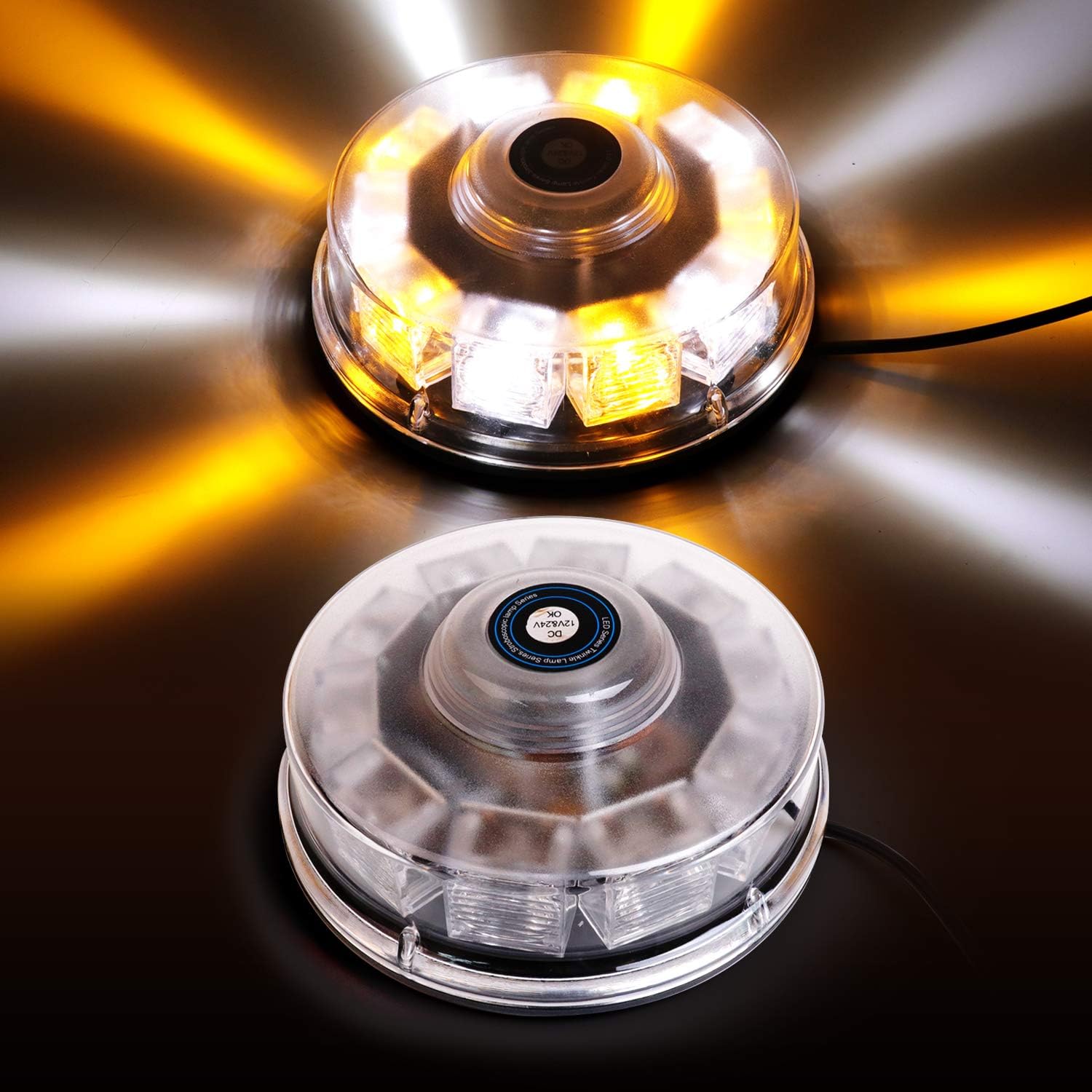 LED Strobe Light for Truck Car SUV Van (Amber & White), 10