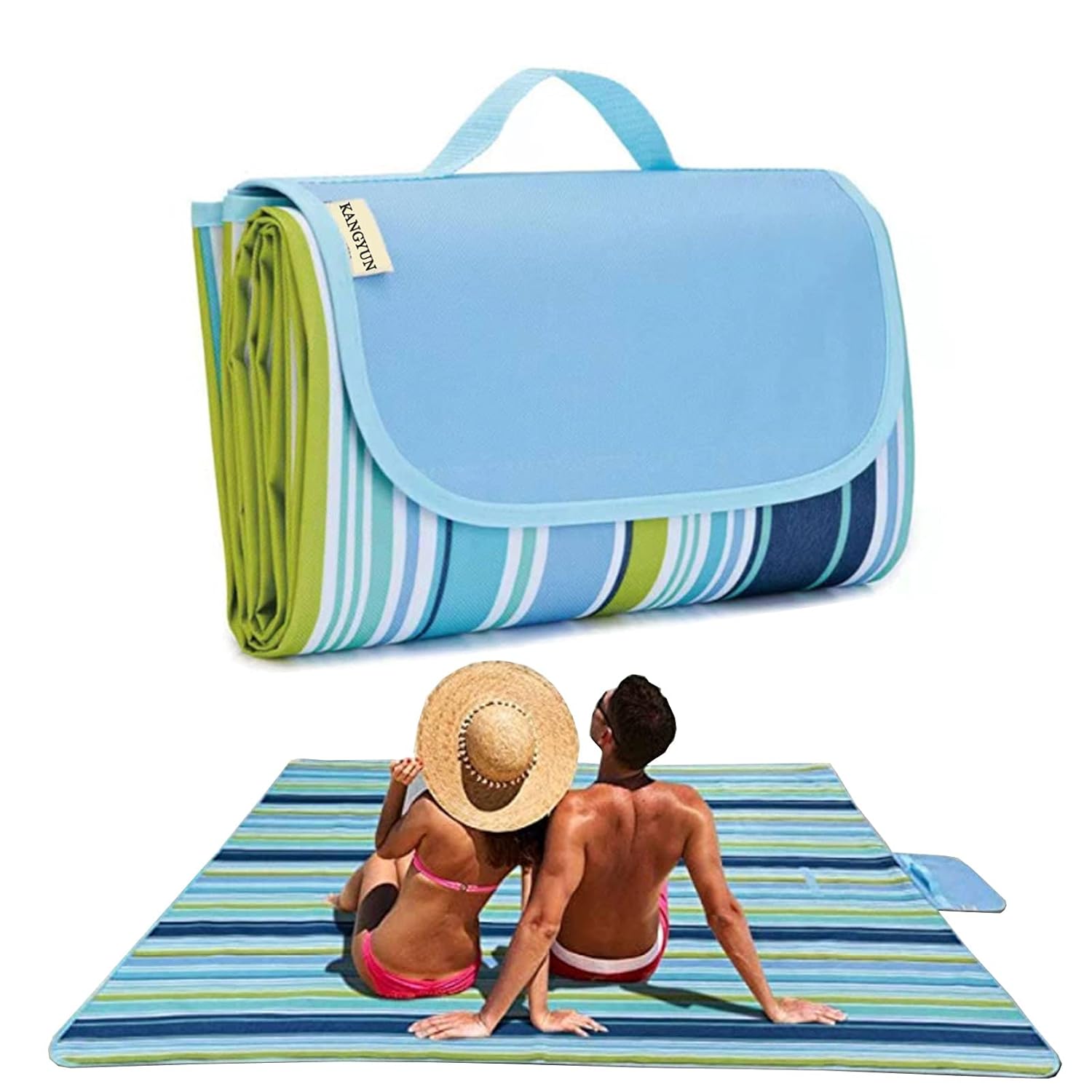 K Y KANGYUN Picnic Blanket | Beach Picnic mat for Indoor & Outdoor, 80″ x 57″ Sandproof Waterproof Larger Mat for Travel, Camping, Hiking, Park Grass,Handy Mat Tote, Foldable (Blue Line, Fabric) K Y KANGYUN Picnic Blanket | Beach Picnic mat for Indoor & Outdoor, 80″ x 57″ Sandproof Waterproof Larger Mat for Travel, Camping, Hiking, Park Grass,Handy Mat Tote, Foldable (Blue Line, Fabric)