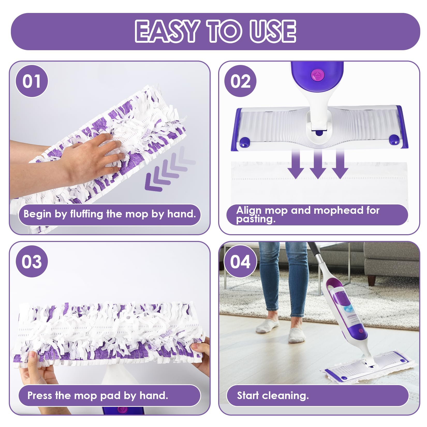 Paquete de 40 almohadillas de repuesto desechables compatibles con Swiffer Power Mop, almohadillas húmedas Swiffer sin perfume, almohadillas húmedas de doble uso para todos los suelos