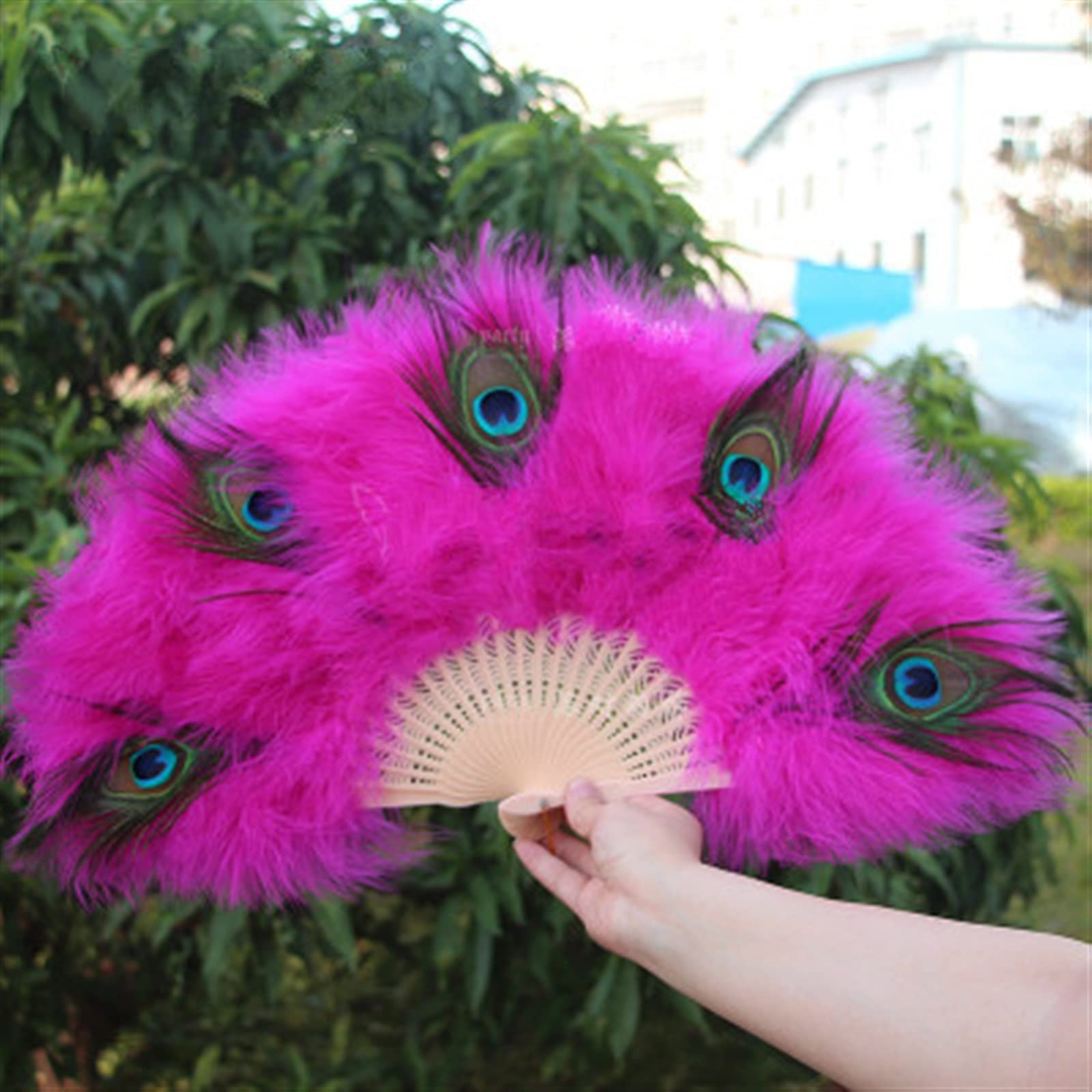 Handwaaier vouwen, veren waaiers prachtige roze oosterse stoffen stof vouwwaaier met kwastje handgemaakte Chinese waaiers casual handventilator voor dansfeest huwelijksgeschenken