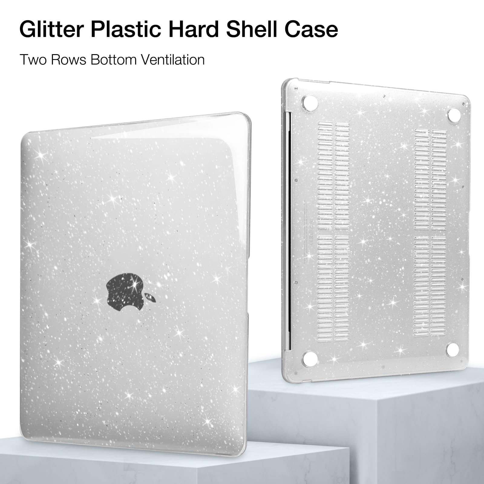 MOSISO Etui kompatybilne z MacBook Air 38.1 cm 2025 2024 2023 M4 M3 M2 A3241 A3114 A2941 Chip Retina Touch ID, brokatowe błyszczące plastikowe twarde etui i osłona klawiatury oraz osłona ekranu