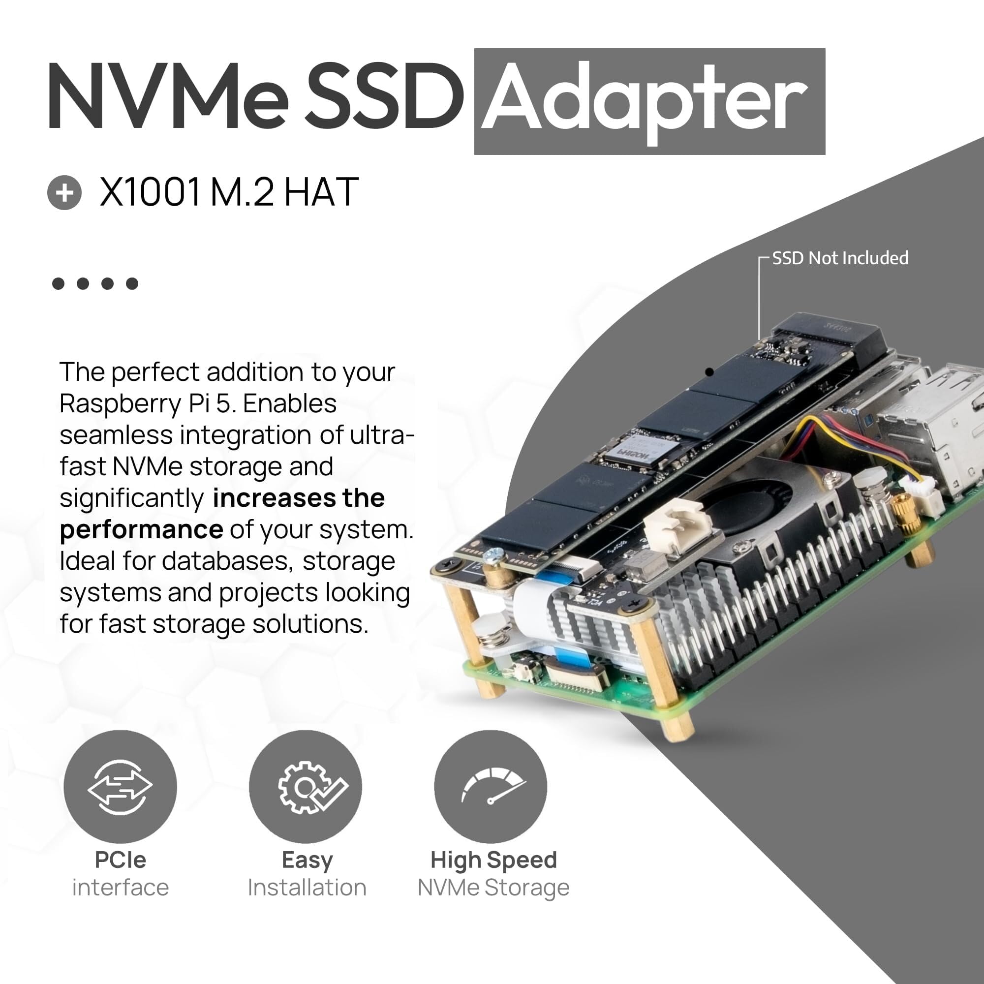 Raspberry Pi 5 8GB とM.2 SSDケースセット GeeekPi Raspberry Pi 5 用メタルケース、PCIe M.2 NVMe SSD