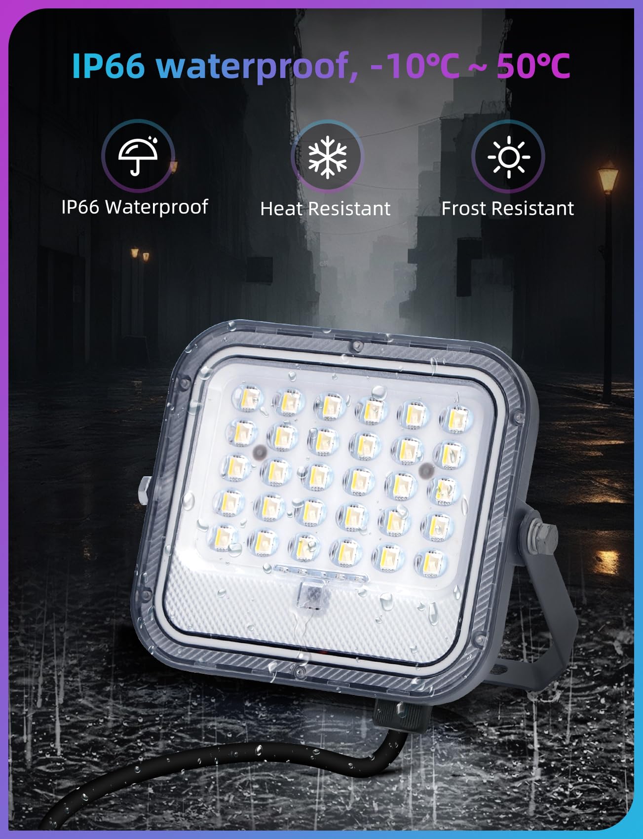 Aigostar Focos LED Exterior Solares RGBW, Cambio de Color 50W, Foco RGB+6500K y 3 Modos, Regulable, Control Remoto, IP66 Impermeable, Proyector LED RGB para Fiestas Jardín Terraza, 4 pcs