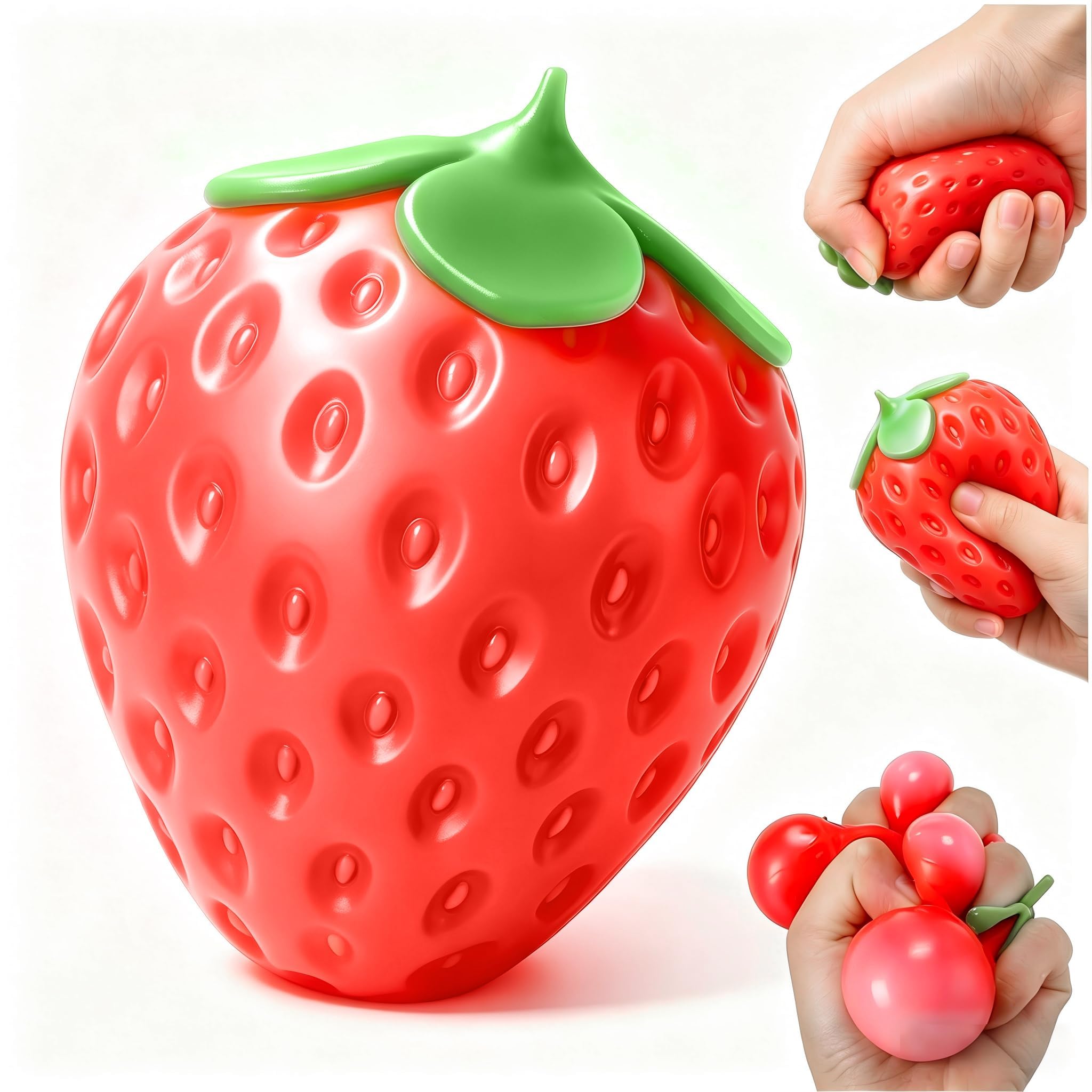 Strawberry Squishy, Soft Strawberry Squishy Mood Relief & Focus Assistance Tool, Giant Squishys for Office Desk Work & Study Environments Desktop Ornament.-image-48