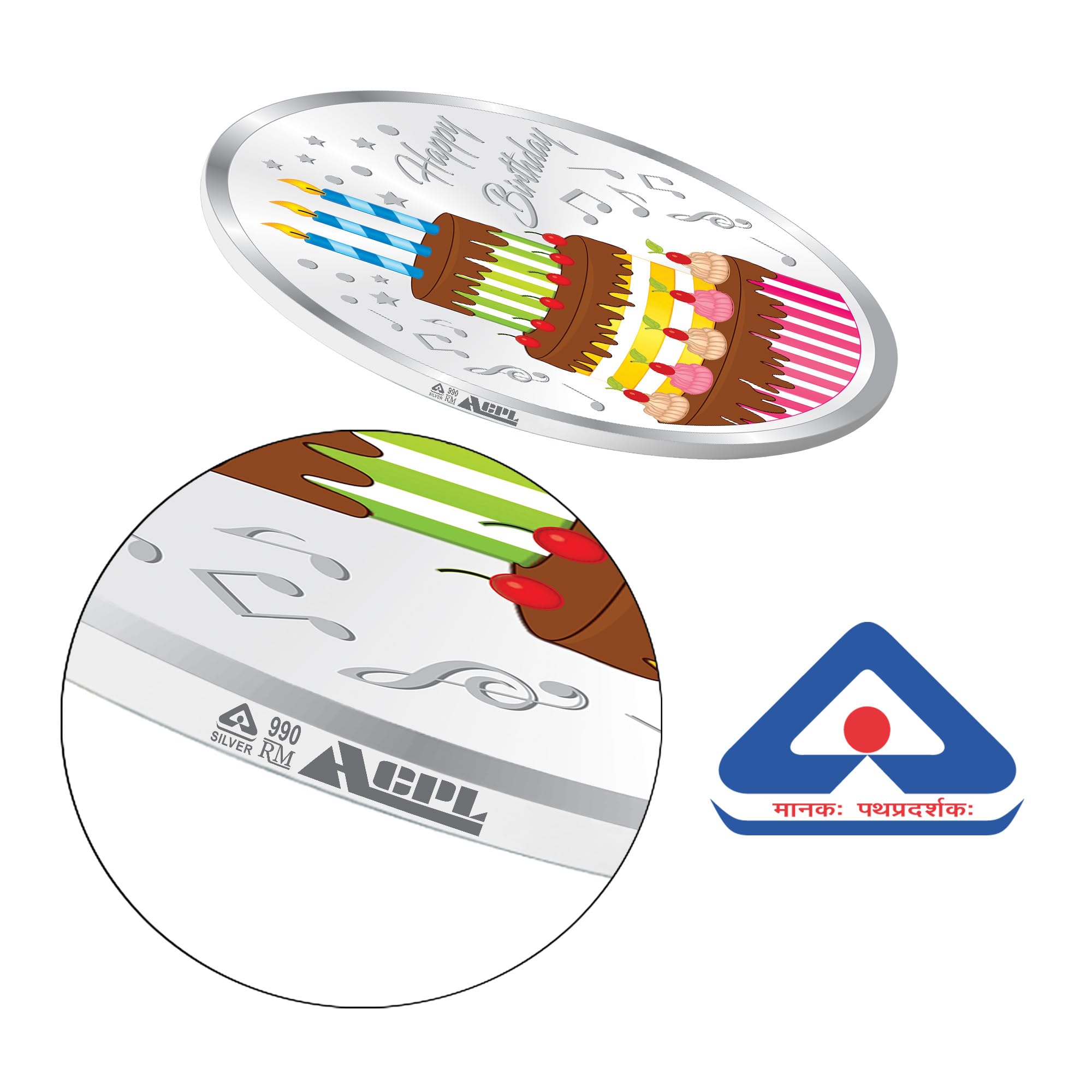 ACPL Precious Moments BIS Hallmarked Silver Coin Happy Birthday Celebration Ceremony Gift 50 gm 999 Pure 4