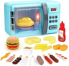 deAO Micro-Ondes Four Toy Cooking Play Kit avec Lumière Réaliste, Sound & Play Fake Foods, Kids Cooking Set, Four De Jeu De Rôle avec Poulet Rôti