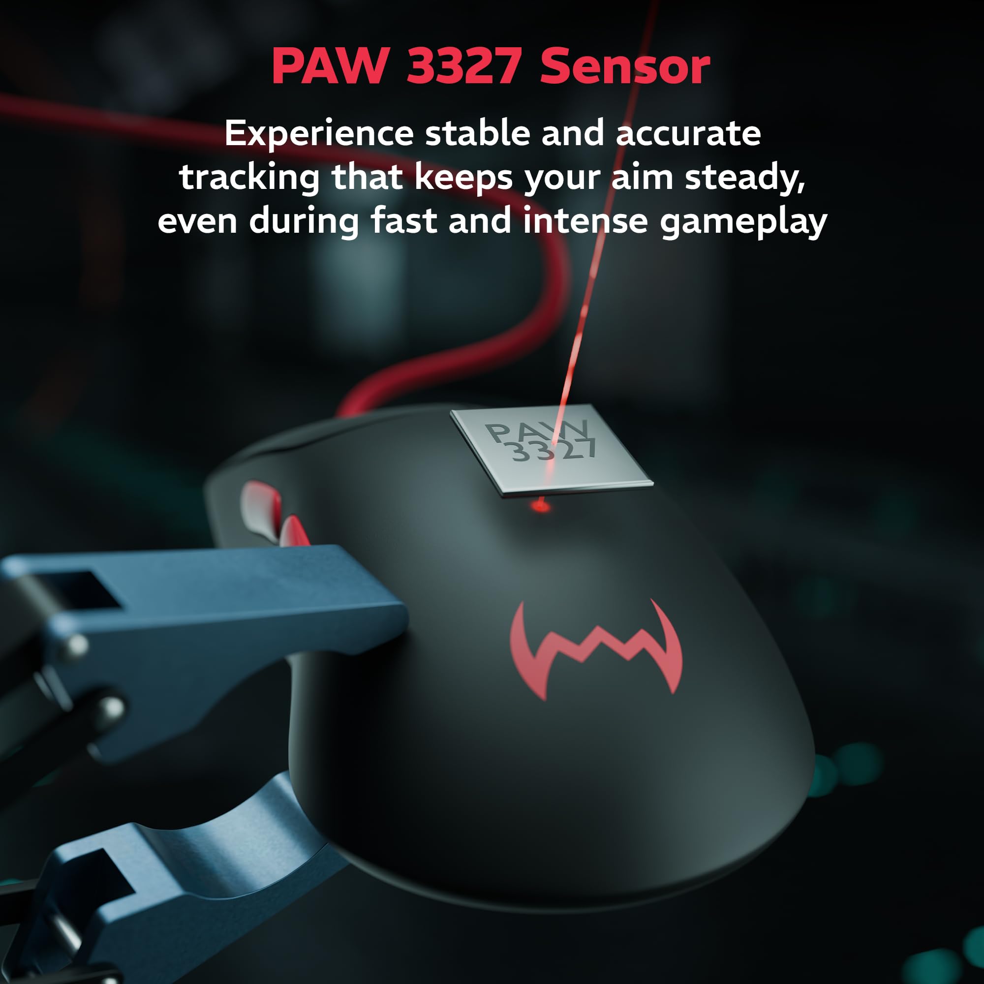 daWg Slay 25, 12400 DPI Wired Gaming Mouse, PixArt 3327 Sensor, 20M Huano Switches, 6 Buttons, 1000Hz Polling Rate, 85gm Lightweight, 220 IPS, 30G Acceleration, 1.5M Braided Cable (Black) — Amazon image 3