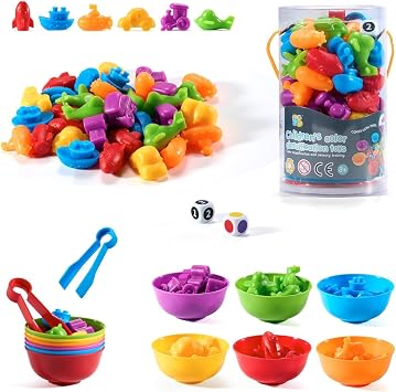 Elalove Jeu Éducatif de Tri et Dénombrement Montessori 47 Pièces