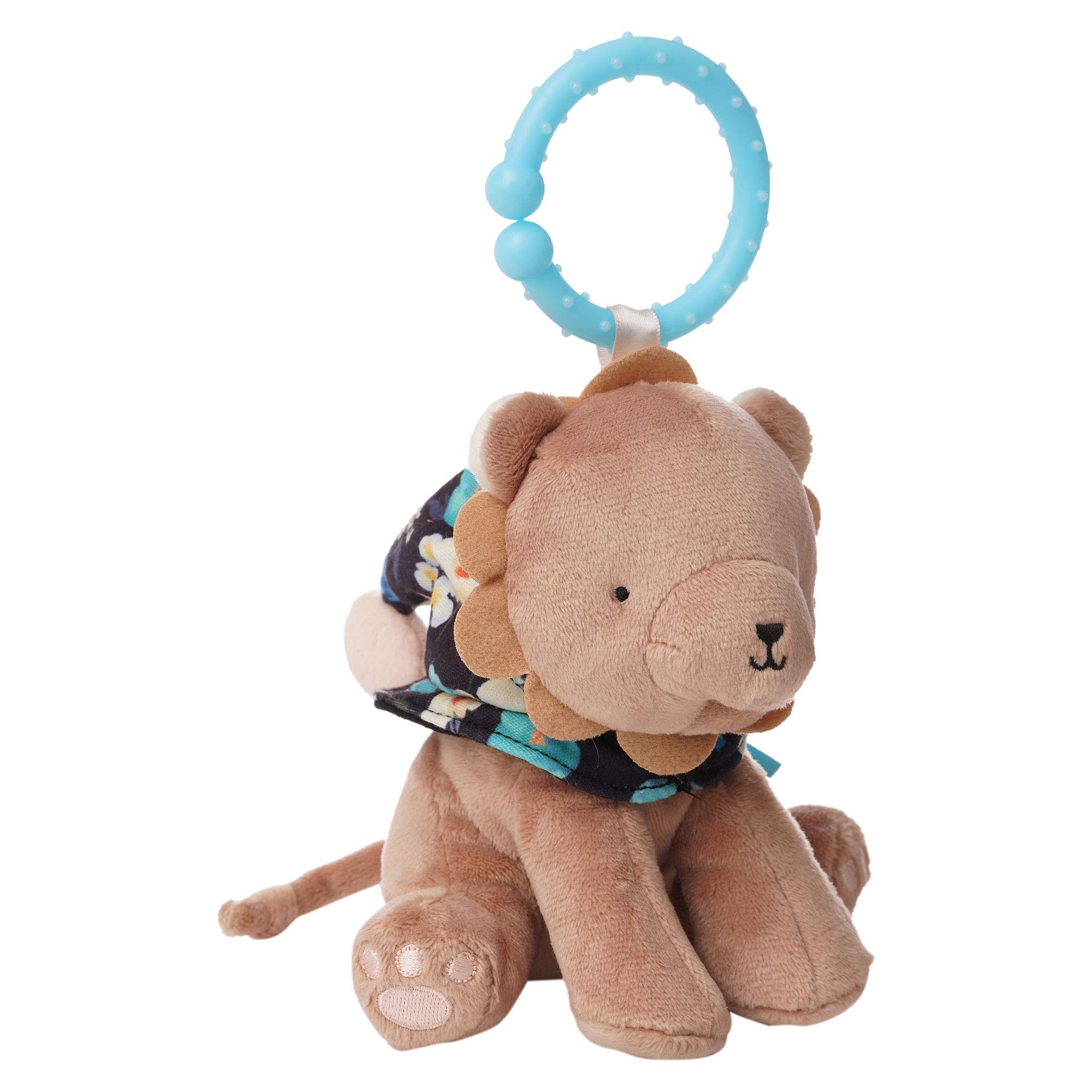 Manhattan Toy Fairytale Lion Plüsch Baby-Reisespielzeug mit Glockenspiel, Crinkle Ears und Beißring zum Aufstecken