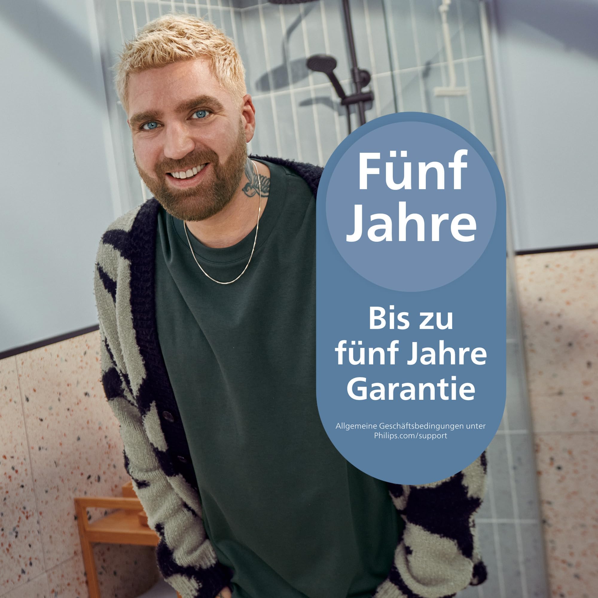 Philips Bartschneider 3000er-Serie – selbstschärfende Metallklingen, 40 Längeneinstellungen, Lift&Trim-Kamm, 100% wasserdicht, Akkuanzeige, USB-Ladegerät, Modell BT3660/15