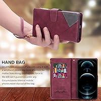 Vista 3 de ZCDAYE Funda tipo cartera para iPhone 12iPhone 12 Pro con 9 ranuras para tarjetas, bolsillo con cremallera, cartera de mano, funda con tapa