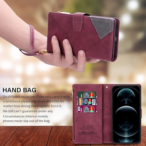 Miniatura 3 de ZCDAYE Funda tipo cartera para iPhone 12iPhone 12 Pro con 9 ranuras para tarjetas, bolsillo con cremallera, cartera de mano, funda con tapa para