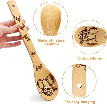 Wooden Spoons Kitchen 5 Pcs Cooking Utensils,Wooden Bamboo Utensil Set for Cooking,Heat Resistant for NonStick Cookware-Best Kitchen Gifts