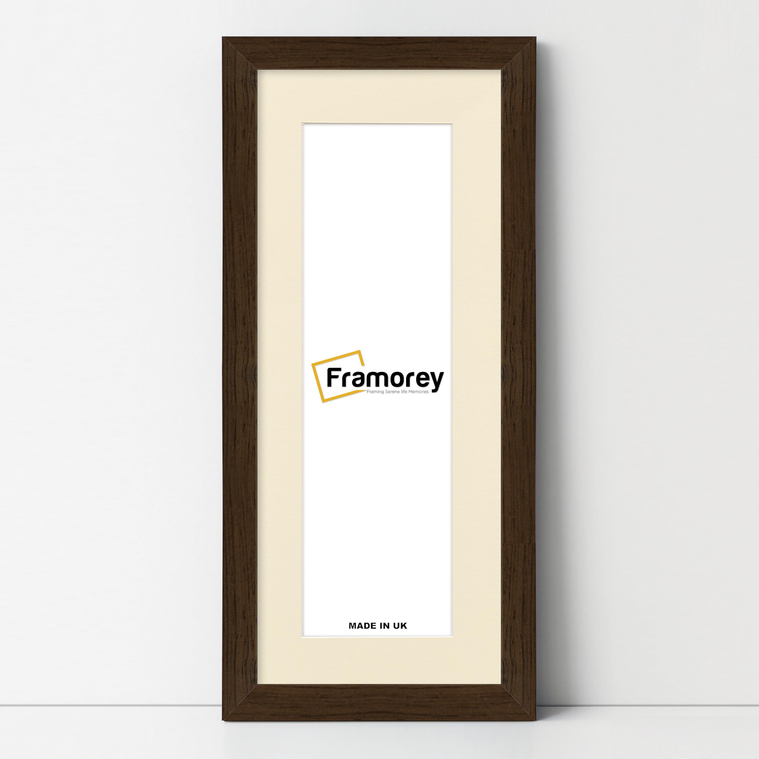 FRAMOREY Panoramic Oxford Flat Wooden Effect Picture Frame, 26x12" Walnut With 22x8" Ivory Mount, Handmade Wall Art Hanging Frame for Home Decor