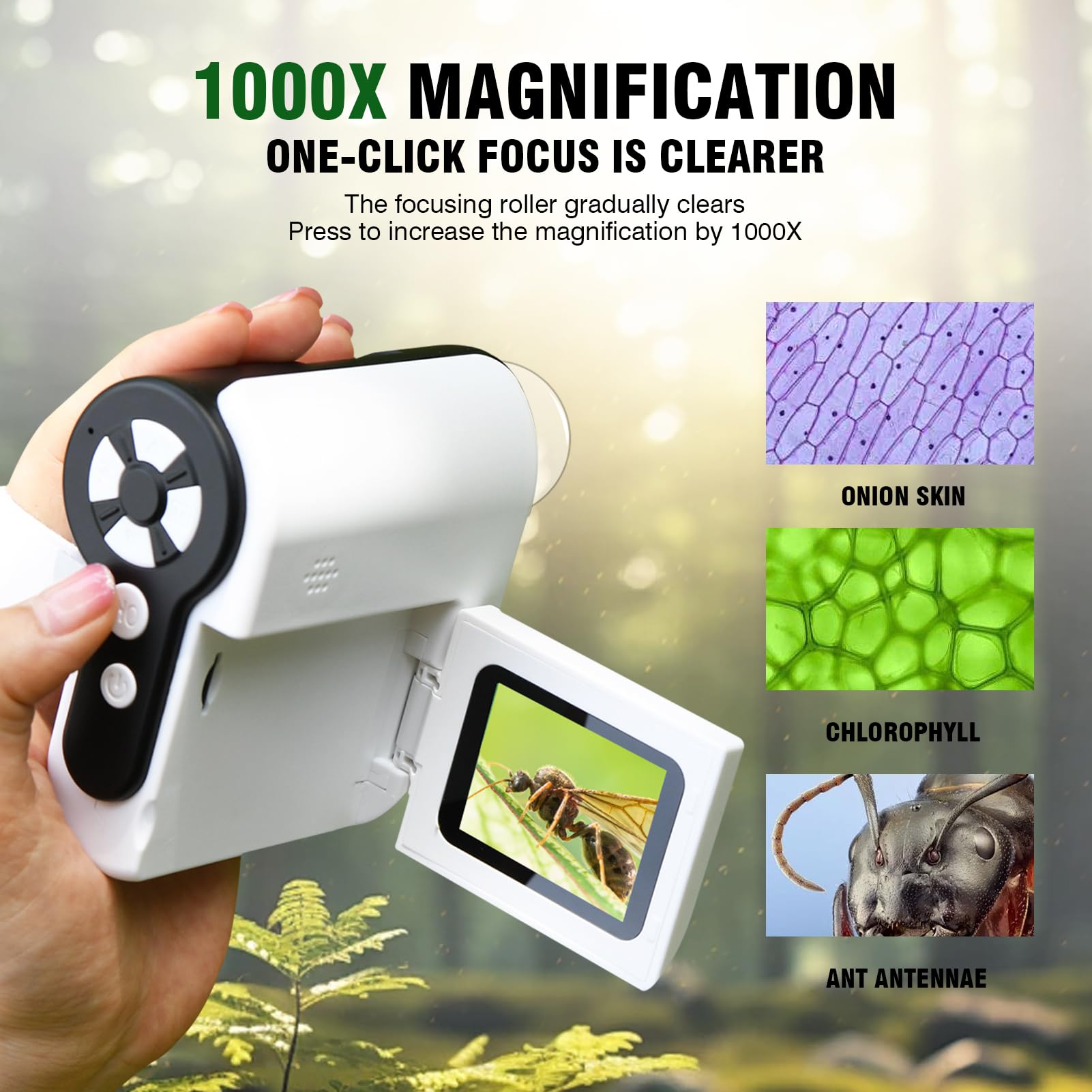 Microscopio Digital Para Niños Con Pantalla LCD De 2 Pulgadas – 30W HD, 8 Luces LED Y 5 Juegos Educativos
