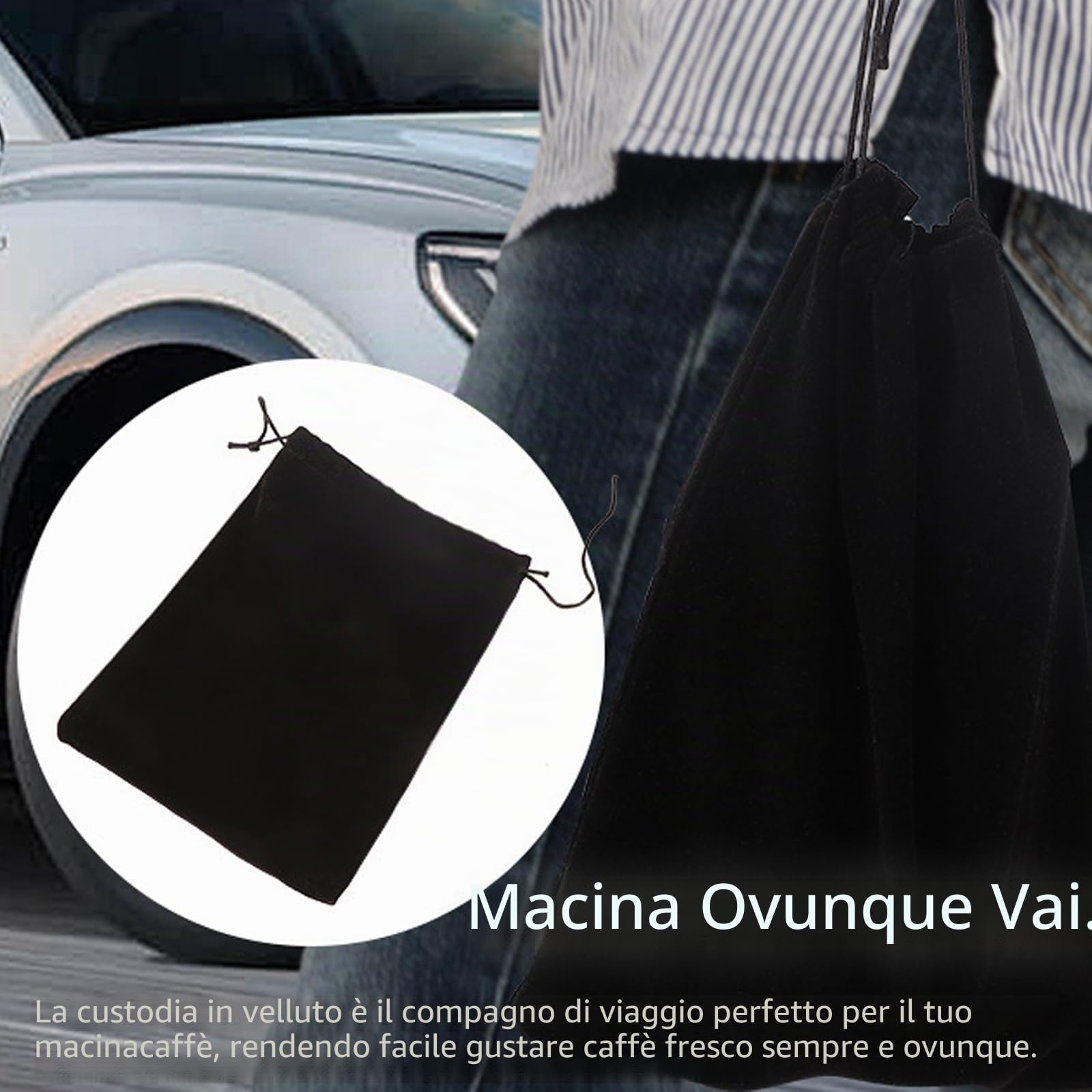 Macinacaffè manuale con 60 impostazioni regolabili, macinacaffè portatile a mano con capacità di 28g, macinacaffè manuale in acciaio inox con macine coniche per caffè in polvere per pressa francese