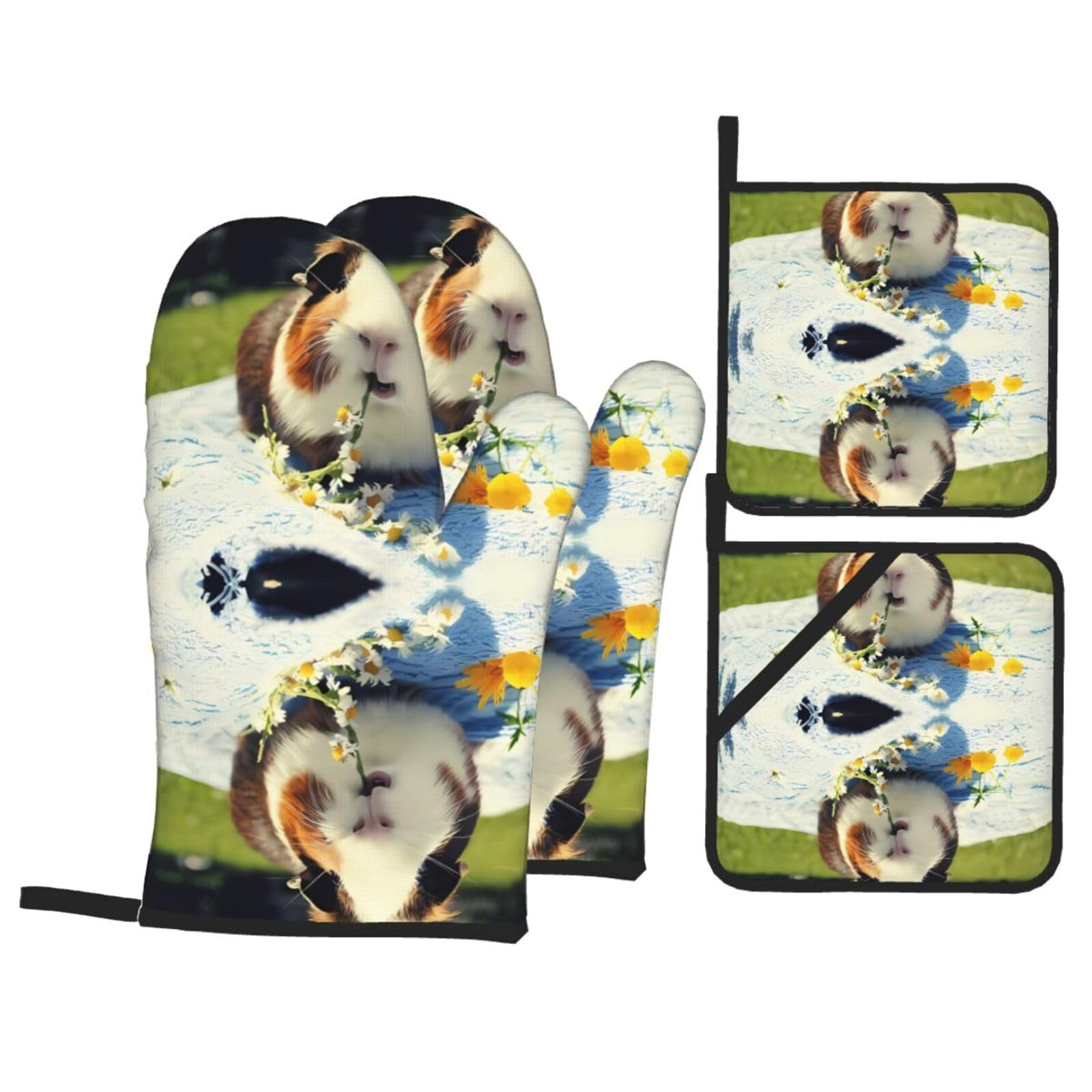 YYHHAOFA Guinea Pigs Funny Prints Kitchen Covers: Waterproof Oven Layers for Easy Cooking & Cleanup - 4 Piece Heat Shield Set
