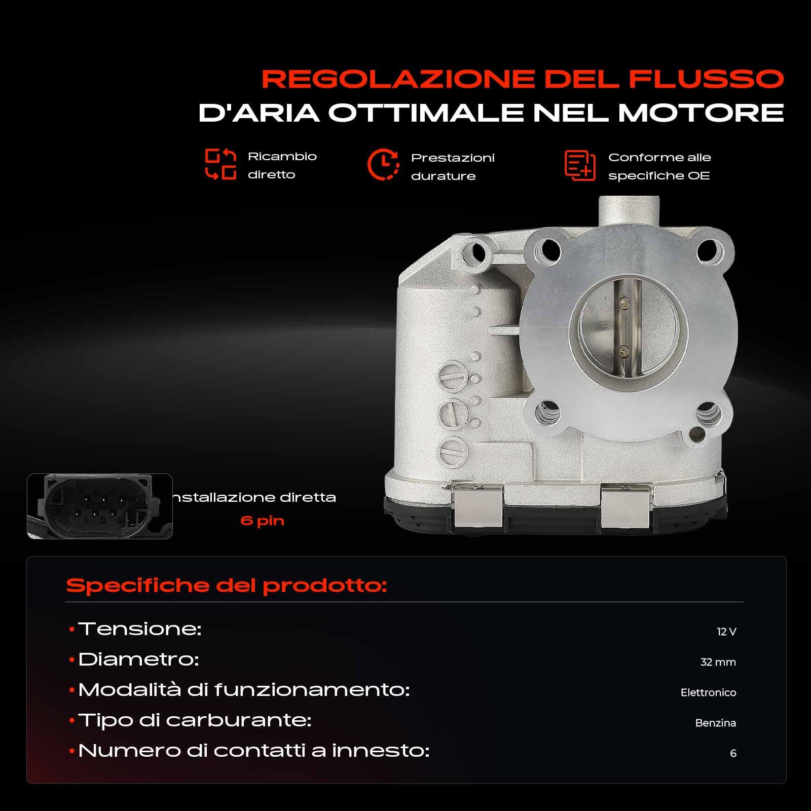 Frankberg Valvola dell'acceleratore Corpo dell'acceleratore Benzina Compatibile con City-Coupé 450 0.6L Cabrio 450 0.6L Crossblade 450 0.6L Cabrio 450 0.7L R.o.a.d.s.t.e.r 452 0.7L A0003094V006