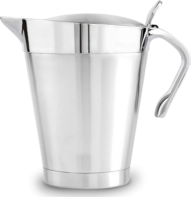VonShef 1L Gravy Boat Stainless Steel Body  Double Insulated Jug Ideal for Gravy, Custard & Cream