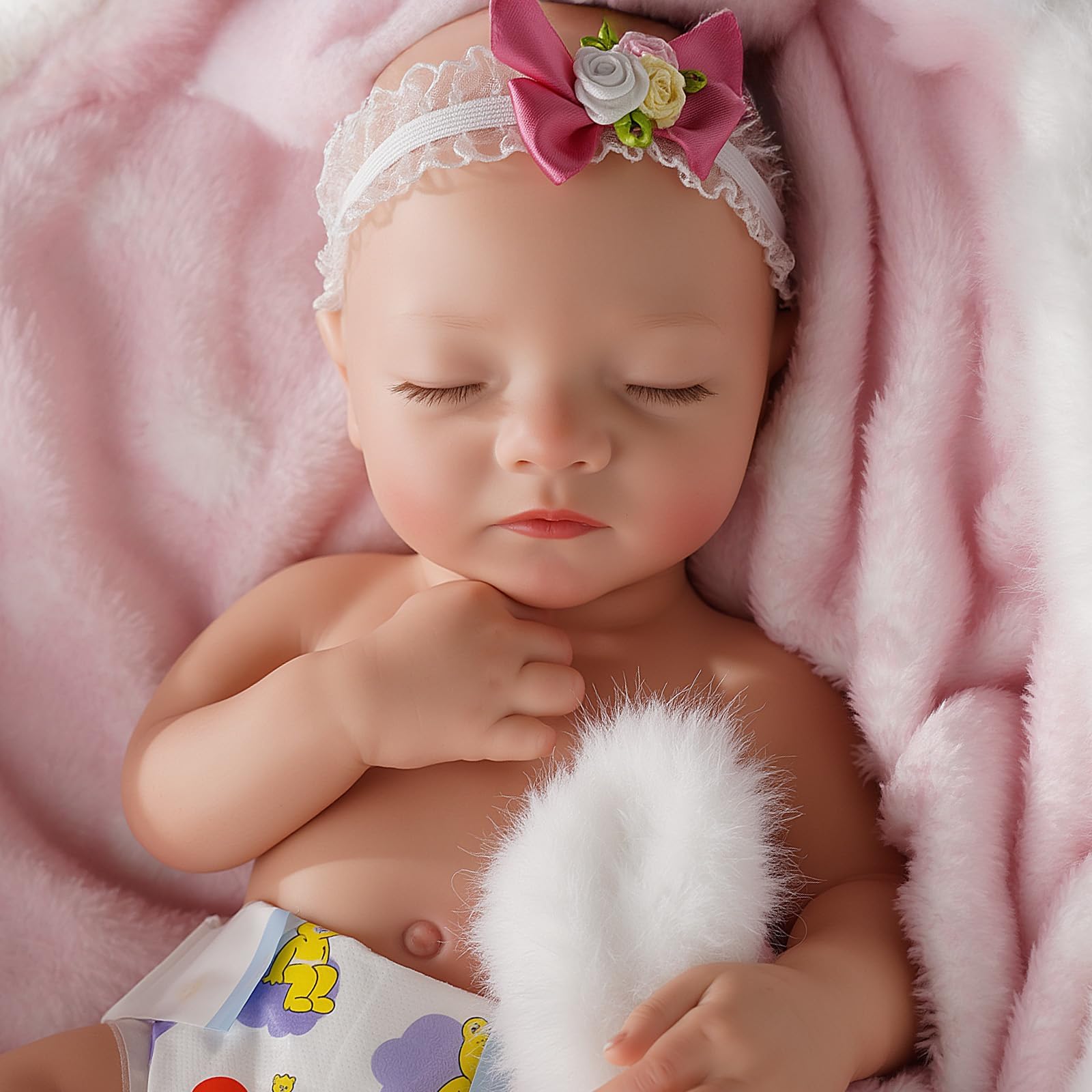 BABESIDE Lifelike Reborn Baby Dolls Silicone Full Body 16 Inch (Weight 4 lb) Silicone Reborn Baby Dolls Anatomically Correct Sleeping Baby Girl Real Life Baby Doll with Gift Box