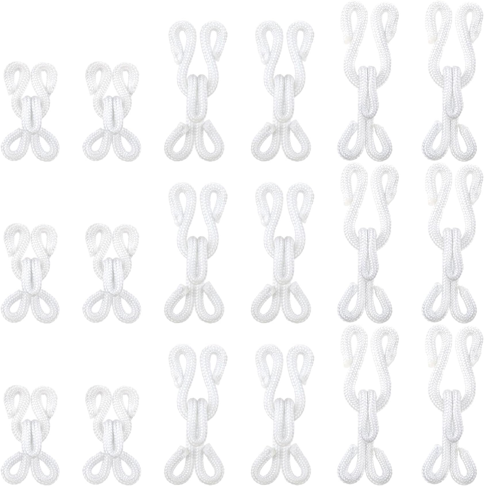 CustomyLife 36 Pairs Sewing Hooks and Eyes Closure 2/3/3.5mm White Metal Bra Hooks Replacement for Clothing Replacement Trousers Skirts Craft