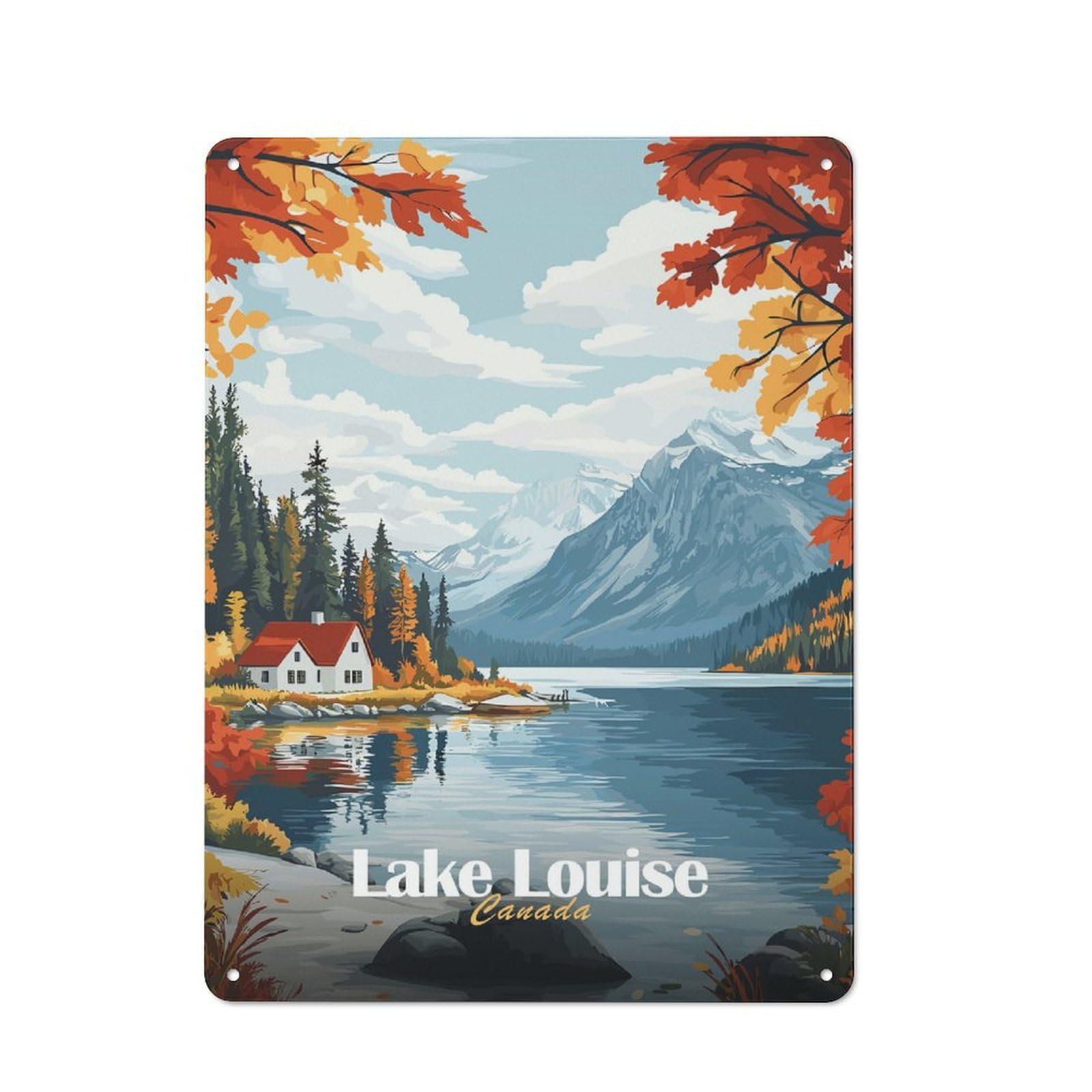 Junmoney Style-13 Vintage Tin Sign 40X30cm With Lake Louise Canada For Man Cave Or Games Room, For Vintage Wall Decor Fans, For Metal Sign Collectors