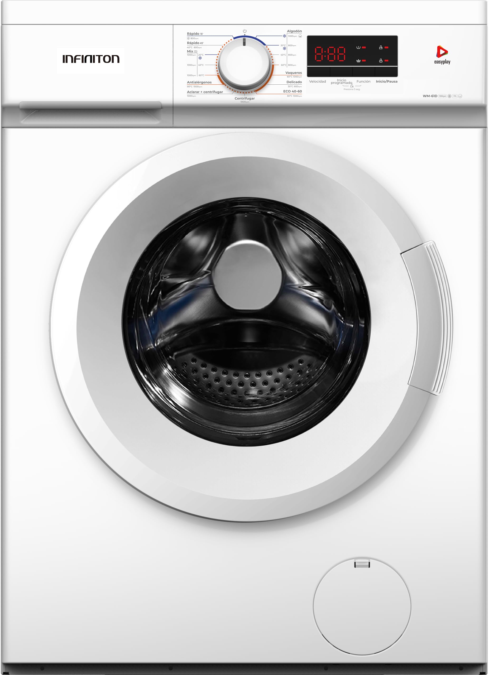 Lavadora Infiniton WM-61D, 6 kg, 1200 rpm, Blanco