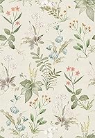 Simon&Siff Vintage Beige Floral Peel & Stick Wallpaper - Removable Waterproof Botanical Contact Paper, Renter-Friendly 17.3"x9.8ft