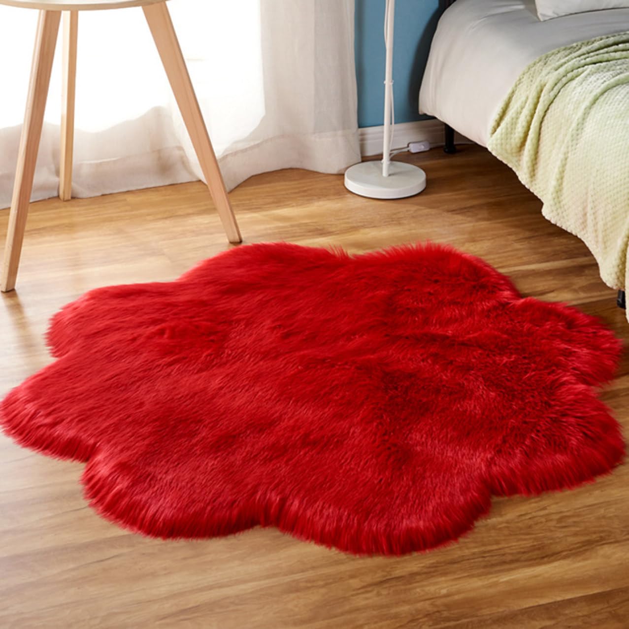 【ラブレッド♡】 ムートン　絨毯 トルクメンじゅうたん風プリントラグ『サマーン レッド』 - ラグ