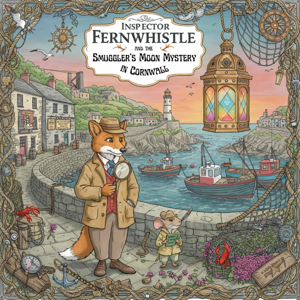 Cozy Mystery Coloring: Inspector Fernwhistle and The Smuggler's Moon Mystery in Cornwall: Book 11 in the The Whiskerville Mysteries Series in ... Coloring books with cozy detective story)