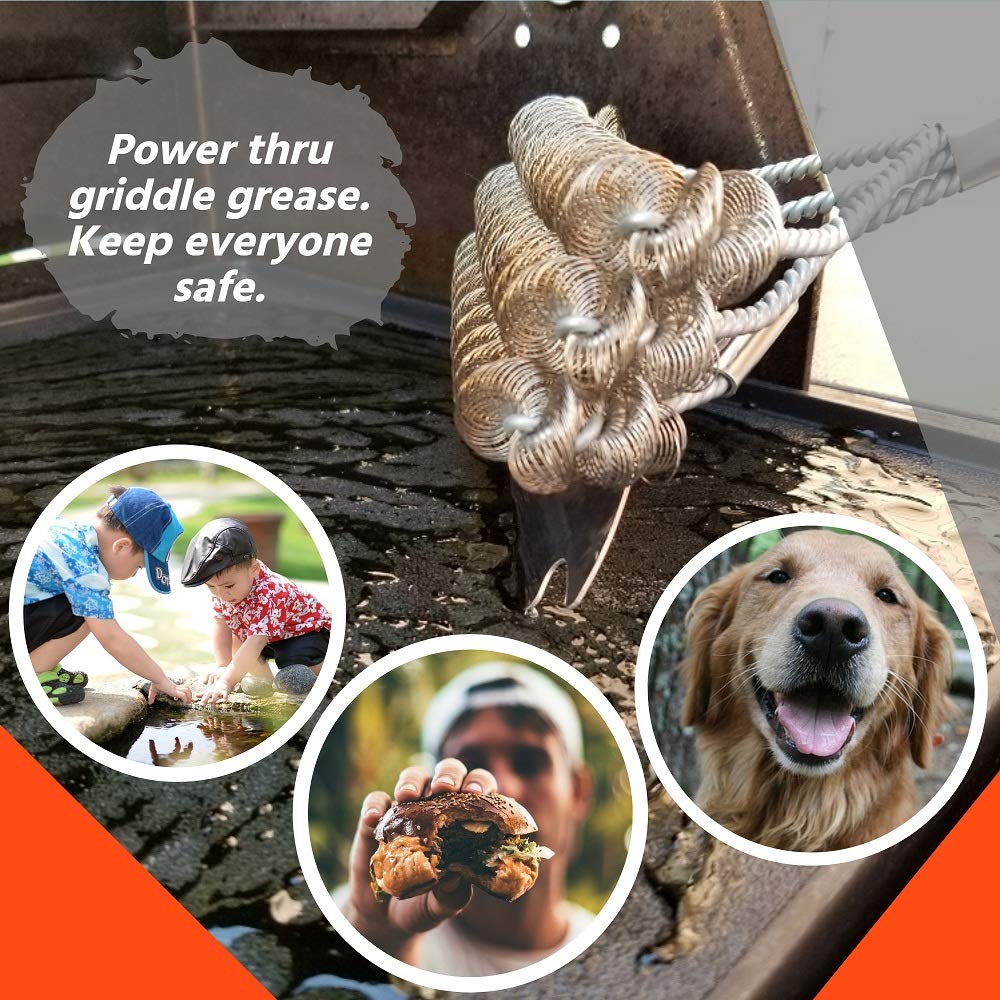 Szczotka do grilla i skrobak - narzędzie do czyszczenia grilla ze stali nierdzewnej bez włosia - bez szorowania drucianego najlepsze do rusztów gazowych / węglowych / porcelanowych - bezpieczne akcesoria do grilla
