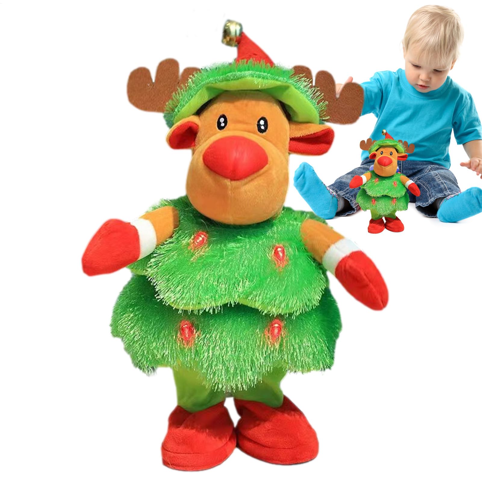 Giocattolo Pupazzo di Neve Natale Musicale Interattivo a Batteria | Bambola di Peluche Natalizia per Casa, Ufficio, Soggiorno, Camera da , Festa, Interno Auto, Appartamento