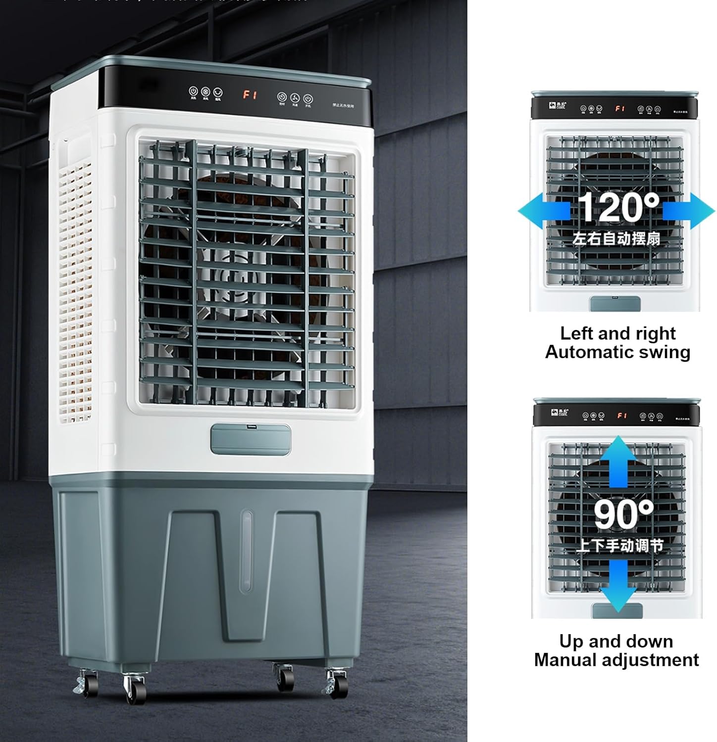 Portable Evaporative Swamp Cooler with Remote Control, Auto Oscillation, 3 Speeds, 7-Hour Timer, 3-in-1 Humidifying Cooling Fan for Indoor, Patio, Camping, Yard