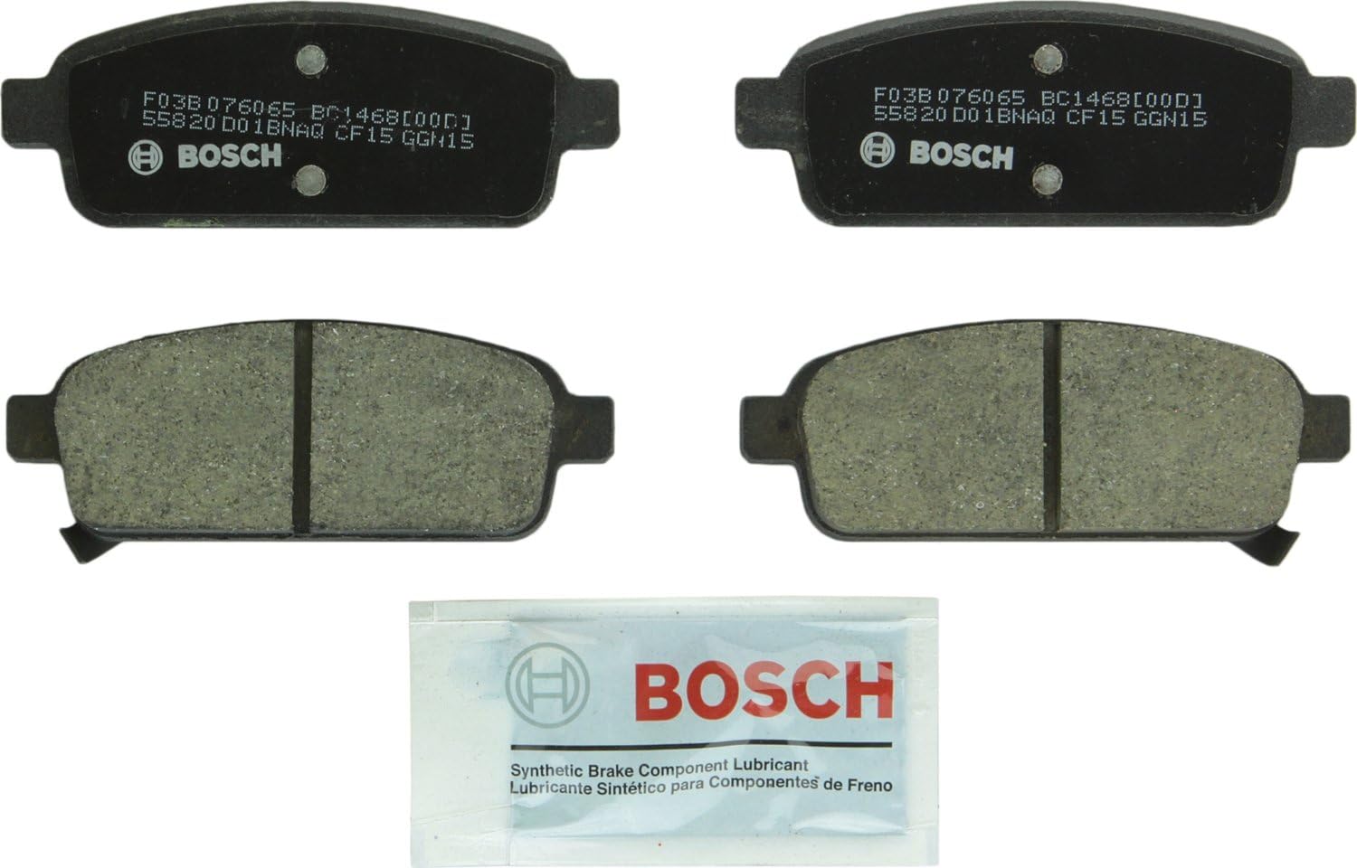 BOSCH BC1468 QuietCast Premium Ceramic Disc Brake Pad Set - Compatible with Select Buick Cascada, Encore, Verano; Cadillac ELR; Chevrolet Cruze, Cruze Limited, Orlando, Sonic, Trax, Volt; REAR