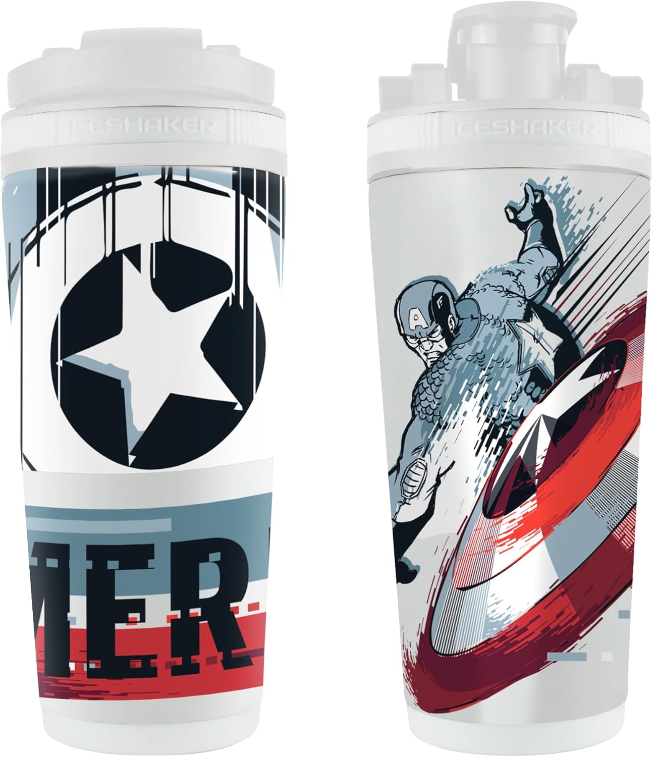 WinCraft 26oz 4D Stainless Steel Ice Shaker Marvel Captain America White
